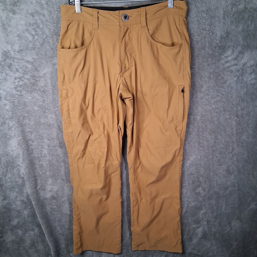 Orvis Fleece Lined Stretch Fabric Cargo Pants Men's 32x28 Tan Brown Mid-Rise DWR
